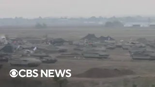 Israeli tanks gather north of Gaza border