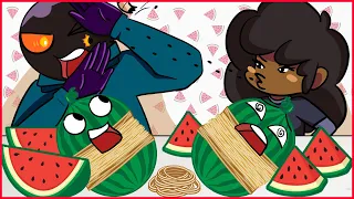 1000 RUBBER BANDS vs WATERMELON CHALLENGE! FRIDAY NIGHT FUNKIN MUKBANG ANIMATION 1000고무 밴드 vs 수박 챌린지