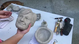 How to prepare clay portrait for firing in kiln