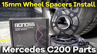 15mm Wheel Spacers Install & Before and After | BONOSS Mercedes Benz C200 Parts(formerly bloxsport)