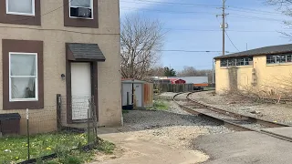 Abandoned RR Spurs & Grain Elevator In Circleville Ohio, Norfolk Southern Grain Train On Sharp Curve