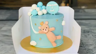 Teddy Bear Cake with Balloons