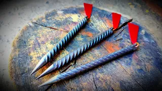 Making Simple Throwing Spikes . Forging throwing spikes from rebar