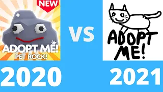 April Fools Update 2020 and 2021 comparison! (Pet Rock vs 2D Kitty) | Roblox Adopt Me