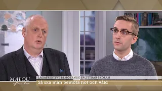 Debatt mellan psykolog och lärare om lågaffektivt bemötande i skolan - Malou Efter tio (TV4)