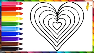 Drawing And Coloring A Rainbow Heart ❤️🌈 Drawings For Kids