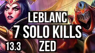 LEBLANC vs ZED (MID) | 7 solo kills, 2.0M mastery, Legendary | EUW Master | 13.3