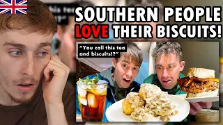 Brit Reacting to Brits try Southern Biscuits and Gravy for the first time!