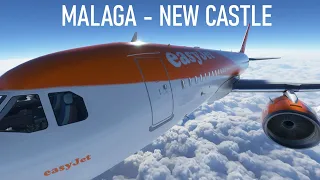 MALAGA - NEW CASTLE EASYJET A320 TAKEOFF and LANDING -  MSFS 2020 - LIVE FOG LANDING (1080P HD)