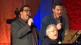 "Gaston" live - Josh Gad, Luke Evans, Alan Menken at "Beauty and the Beast" press conference