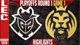 G2 vs MAD Highlights Game 1 | LEC Playoffs Summer 2020 Round 1 | G2 Esports vs MAD Lions G1