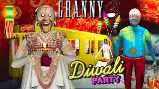 Granny 3 Diwali Special mode Train Escape Full gameplay | Budhdha Budhiya ka phod dala😂