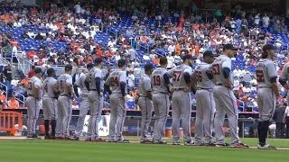 ATL@MIA: Braves starters introduced on Opening Day