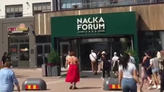 A visit to famous place in Stockholm, Sweden. Nacka Forum suburb shoping mall.Walking inside the Mal