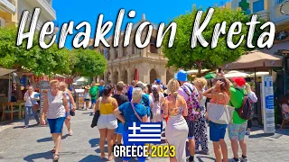 Heraklion Crete, casually walking in 4k, city tour, Kreta, Greece 2023