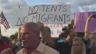 Protests amid new migrant center at Floyd Bennett Field
