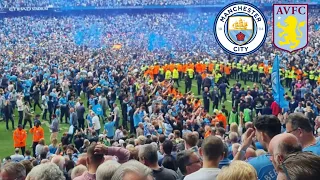 Manchester City Fans Invade the Pitch at Full-Time to Celebrate 3-2 Comeback against Aston Villa