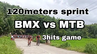 MTB vs BMX 120meters sprint.