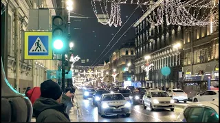 Walking in St Petersburg / Russia / Christmas tree / Dec 31, 2022 / 4K 60Fps