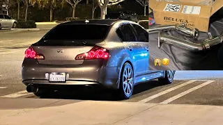 Infiniti g37 beluga racing resonated test pipes with isr single exit exhaust