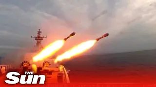 Footage shows further live-fire Chinese military drills in the South China Sea and Xinjiang province