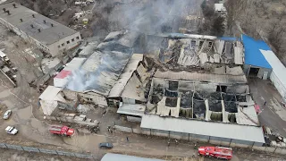 Ужасающие последствия пожара на складе с дробью в Волгограде сняли сверху