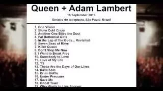 Queen + Adam Lambert Setlist - Ginásio do Ibirapuera - São Paulo - Brazil  - 16 September 2015