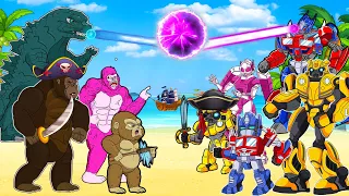 TRANSFORMERS CARTOON 2: KONG X GODZILLA - Bumblebee, Arcee, Old Optimus, TVmen Mine, Rainbow friends