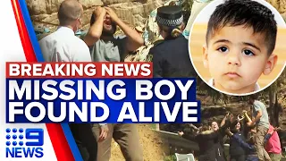 Incredible moment missing three-year-old boy found alive | 9 News Australia