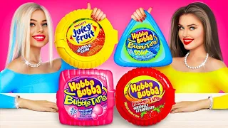 Giant Geometric Hubba Bubba! Expensive vs Cheap Food Challenge | Try Not To Laugh by RATATA POWER