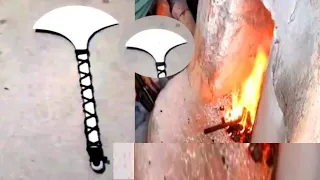 Blacksmith s Process of Making A Half moon Knife from Rusty Value | Craftsmen knife