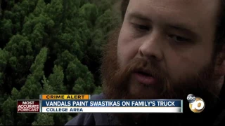 Vandals paint swastikas on family's truck