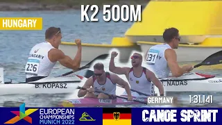 K2 Men 500m Final A  | HUNGARY CHAMPION | European Championships Munich 2022