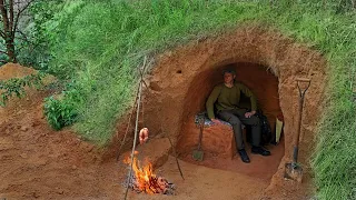 Building a Cave, Primal Shelter | House Nomadic Underground Cozy and Warm | Gone from People Hidden