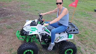 X PRO STORM 125CC ADULT ATV QUAD Nicki's Test Ride break in procedure! Cheap quad worth it? 👍& SUB