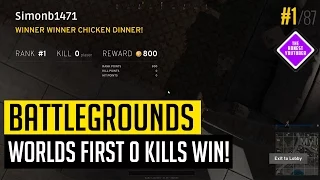 WORLDS FIRST "SOLO QUE" 0 KILLS WIN! - Playerunknown's Battlegrounds