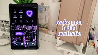 How to have an aesthetic Tablet - Samsung tablet 🌺 Purple Neon Theme -Make your tablet aesthetic