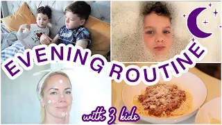 EVENING ROUTINE with 3 KIDS | Cleaning, Dinner, Homework + more | Emily Norris AD