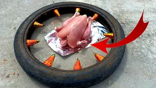 Roasting chicken with crackers || asmr videos || crazy hacker will