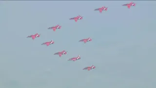 Royal Air Force's Red Arrows Fly Over Los Angeles