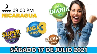 Sorteo 09 pm Loto NICARAGUA, La Diaria, jugá 3, Súper Combo, Fechas, Sábado 17 de julio 2021 |✅🥇🔥💰