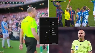 Mateu Lahoz gives out 15 cards during Barcelona vs Espanyol in controversial referring performance