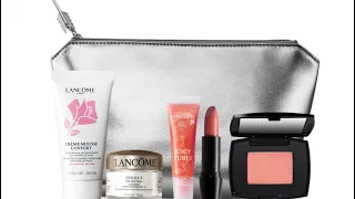 New Lancôme Gift Set 6 Pcs Skincare Makeup Silver Arrow Cosmetic Bag Unboxing and Makeup Swatch
