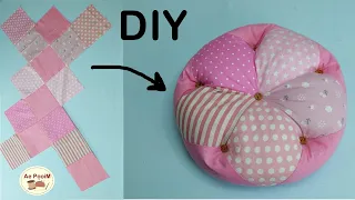 DIY Flower Cushion from Square Fabric pieces
