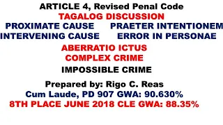 Article 4 of RPC: Praeter Intentionem Error in personae Aberratio ictus Impossible crime