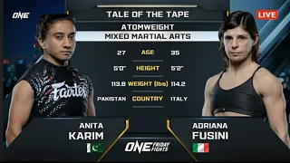 Anita Karim Vs Adriana Fusini | One Friday Fights | One Championship | Bangkok, Thailand | MMA