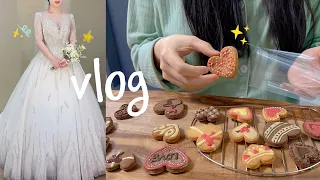 eng) Valentine's Day no-oven Butter Cookie💝Final Wedding Dress Fitting👰 Choosing Wedding Nails