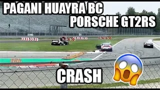 Porsche GT2RS crashes into a Pagani Huayra BC at Monza Race Track!