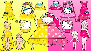 Vestido De Muñeca De Papel - Casa Amarilla Y Rosa De Hello Kitty Gorda Y Delgada - Woa Doll Español