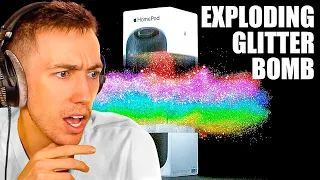 Miniminter Reacts To EXPLODING Glitter Bomb 4.0 vs Package Thieves - Mark Rober